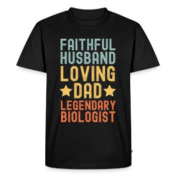 Husband Father Biologist Legend Retro Vintage - Men's Premium Organic T-Shirt - black - Front - Nico (187cm)