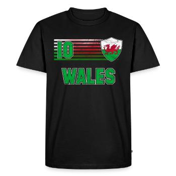 Wales Football Team - Men's Premium Organic T-Shirt - black - Front - Nico (187cm)