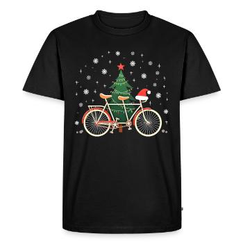 Vélo Noël Lumières Vintage Cyclisme - T-shirt Premium bio Homme - noir - Devant - Nico (187cm)