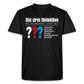 Die Drei ??? Detektive Visitenkarte - Männer Premium Bio T-Shirt - Schwarz - Vorne - Nico (187cm)