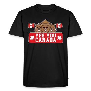 Humour Canada Castor - T-shirt Premium bio Homme - noir - Devant - Nico (187cm)