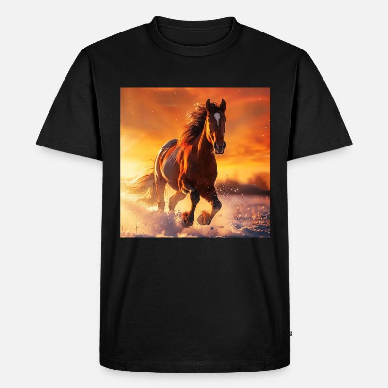 Pferd - Männer Premium Bio T-Shirt - Schwarz