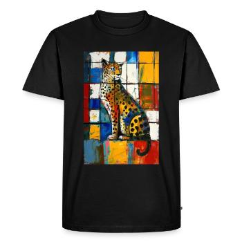 Leopard - Men's Premium Organic T-Shirt - black - Front - Nico (187cm)