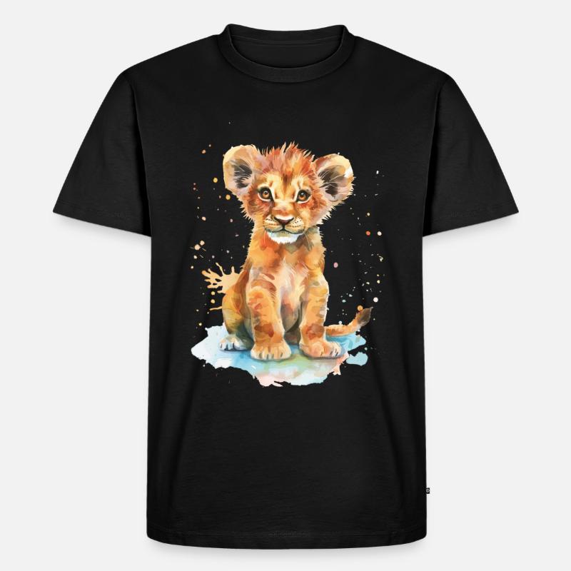 Löwe - Männer Premium Bio T-Shirt - Schwarz