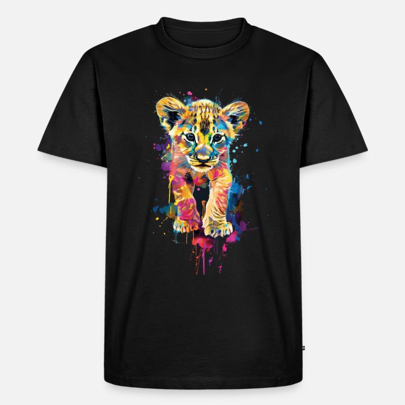 Löwe - Männer Premium Bio T-Shirt - Schwarz