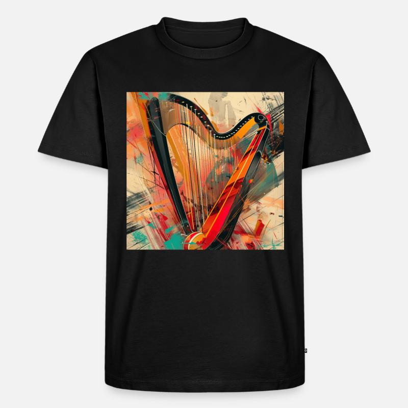 Harfe - Männer Premium Bio T-Shirt - Schwarz