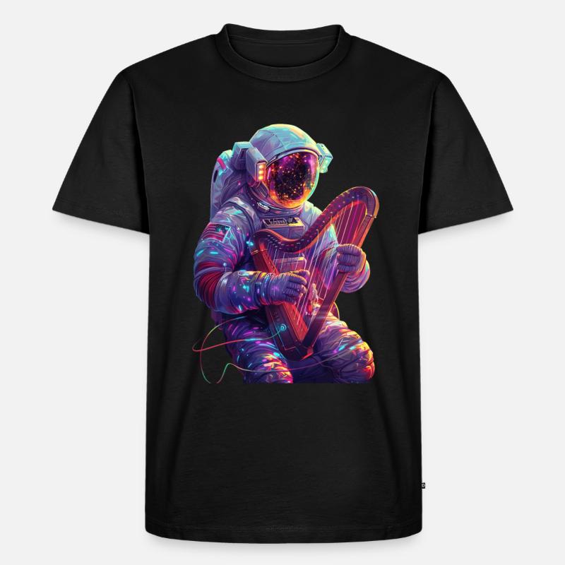 Astronaut Harfe - Männer Premium Bio T-Shirt - Schwarz