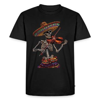 Mexican Violin Skeleton - Men's Premium Organic T-Shirt - black - Front - Nico (187cm)