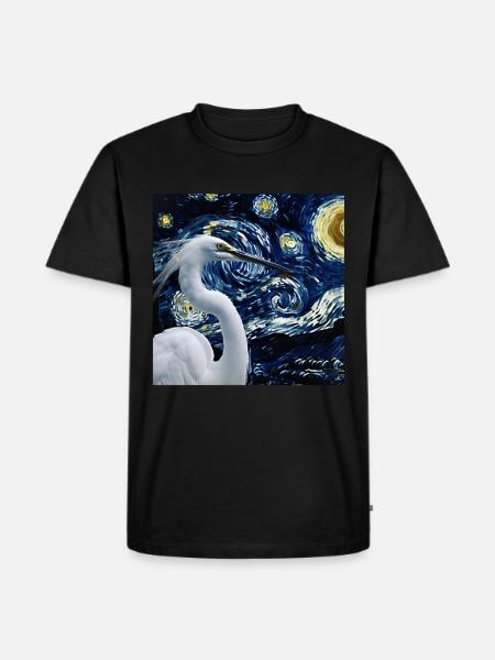 Reiher Vogel - Männer Premium Bio T-Shirt - Schwarz