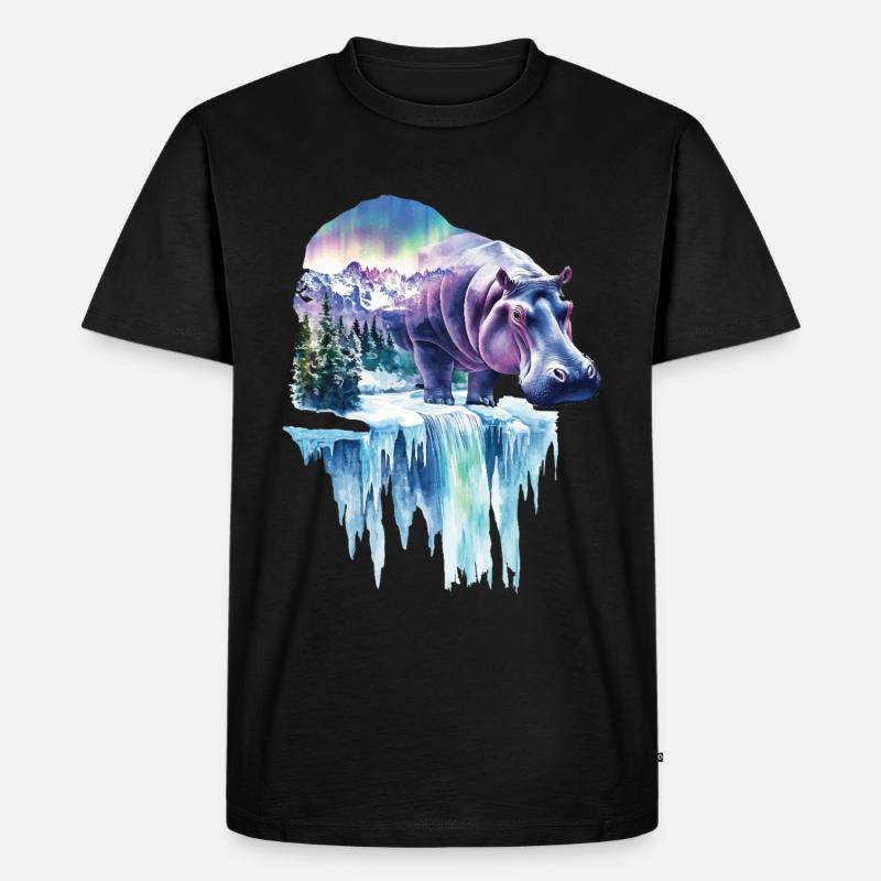 Nilpferd - Männer Premium Bio T-Shirt - Schwarz