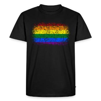 Rainbow Flag Used Look - Men's Premium Organic T-Shirt - black - Front - Nico (187cm)
