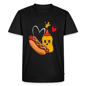 Hot dog and mustard - Men's Premium Organic T-Shirt - black - Front - Nico (187cm)