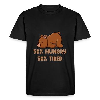 50 pour cent ont faim, 50 pour cent sont fatigués - T-shirt Premium bio Homme - noir - Devant - Nico (187cm)