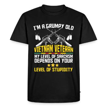 Vietnam Veteran - Men's Premium Organic T-Shirt - black - Front - Nico (187cm)