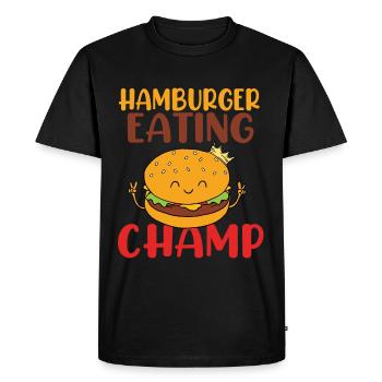 Champ mangeur de hamburgers - T-shirt Premium bio Homme - noir - Devant - Nico (187cm)