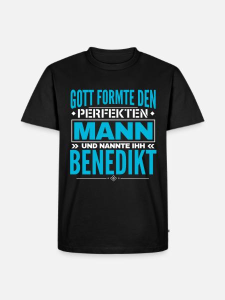 Benedikt Name Design - Männer Premium Bio T-Shirt - Schwarz