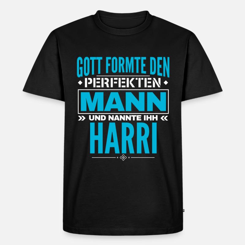 Harri Name Design - Männer Premium Bio T-Shirt - Schwarz