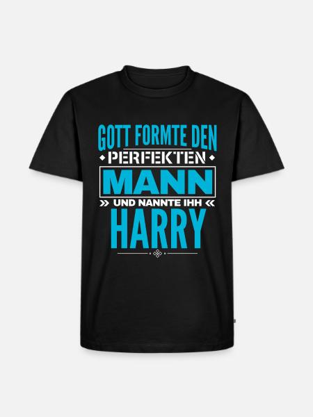 Harry Name Design - Männer Premium Bio T-Shirt - Schwarz