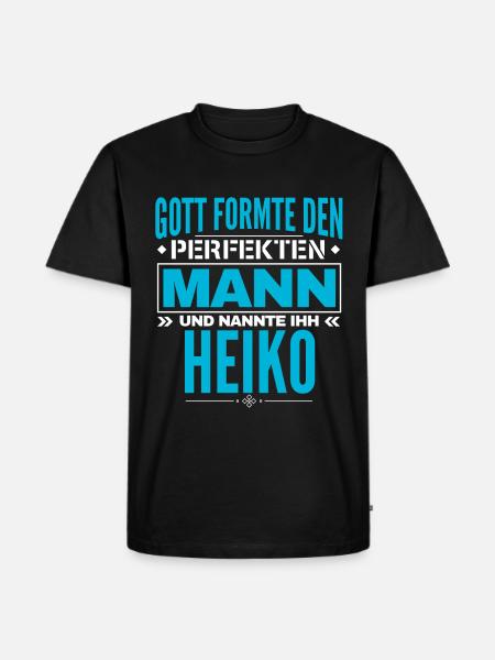 Heiko Name Design - Männer Premium Bio T-Shirt - Schwarz