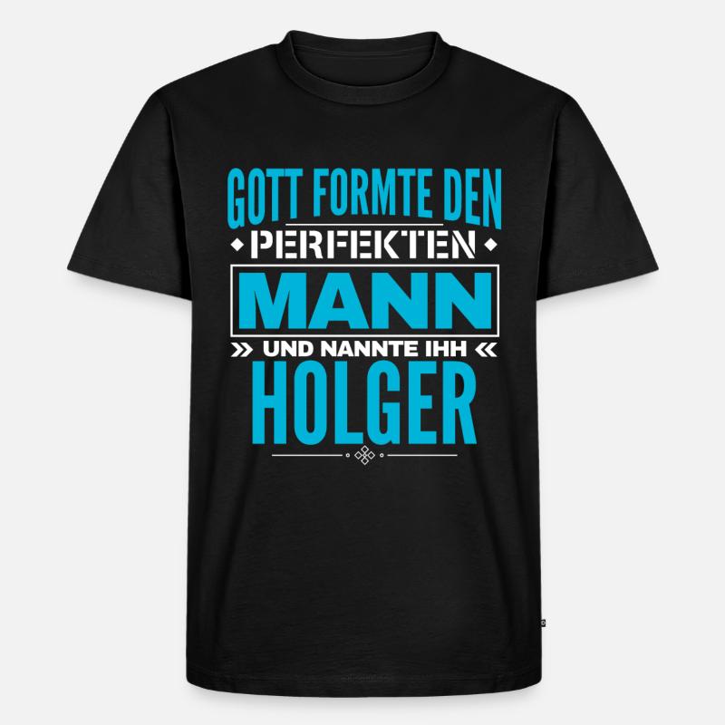 Holger Name Design - Männer Premium Bio T-Shirt - Schwarz