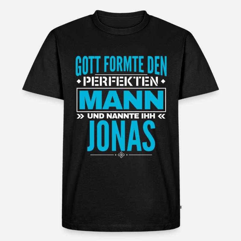 Jonas Name Design - Männer Premium Bio T-Shirt - Schwarz