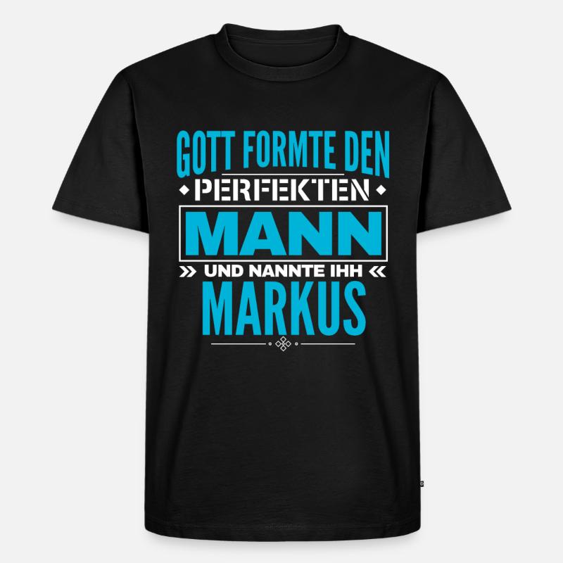 Markus Name Design - Männer Premium Bio T-Shirt - Schwarz