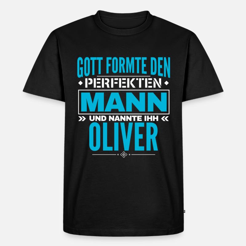 Oliver Name Design - Männer Premium Bio T-Shirt - Schwarz