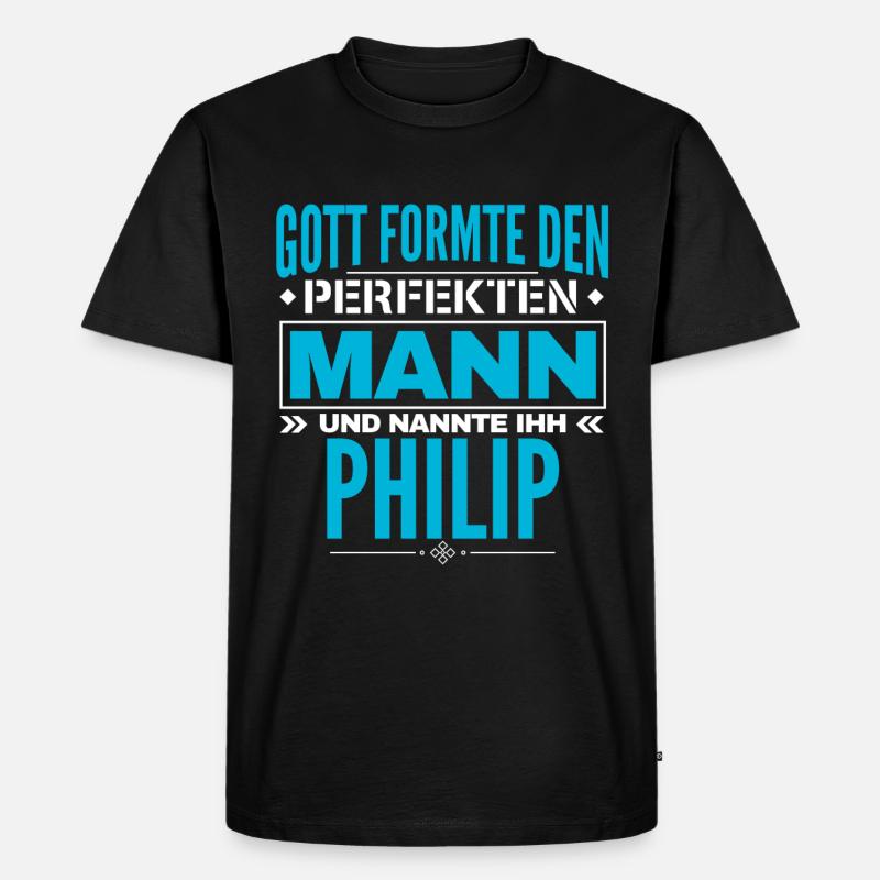 Philip Name Design - Männer Premium Bio T-Shirt - Schwarz