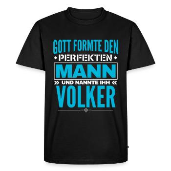Volker Name Design - Männer Premium Bio T-Shirt - Schwarz - Vorne - Nico (187cm)