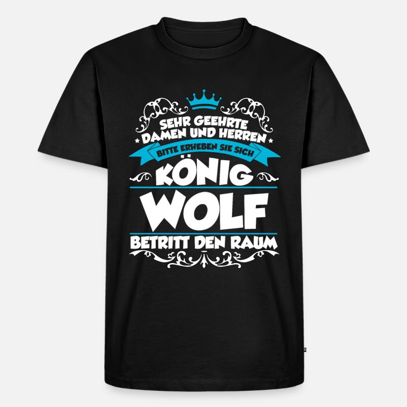 Wolf Name Design - Männer Premium Bio T-Shirt - Schwarz