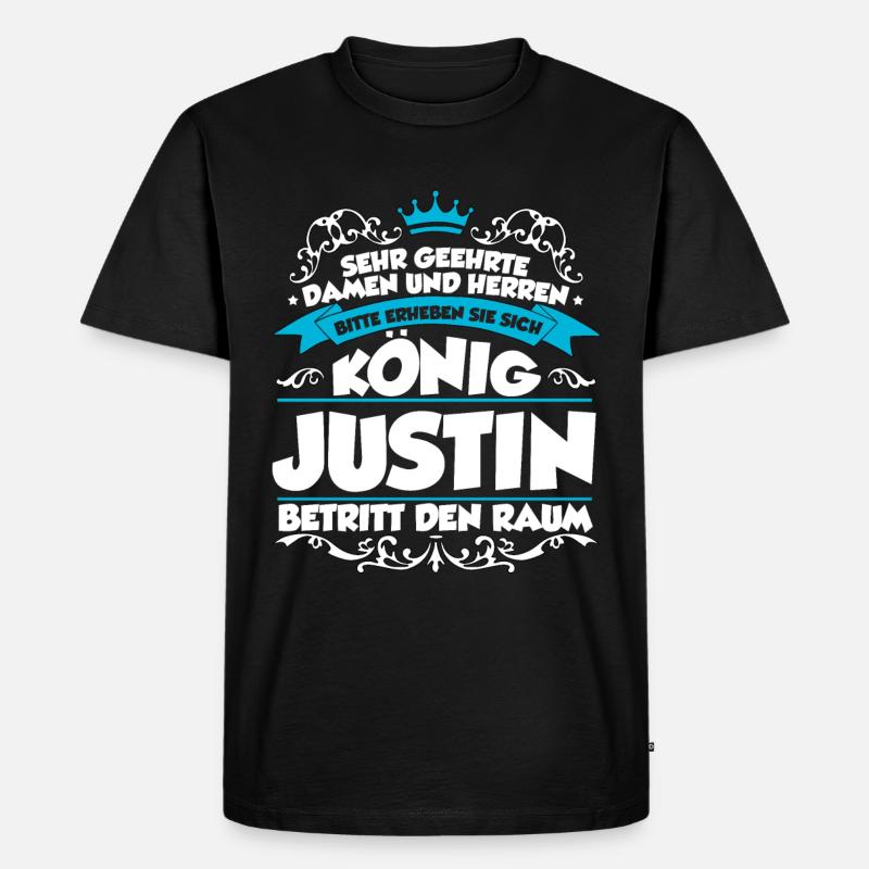 Justin Name Design - Männer Premium Bio T-Shirt - Schwarz