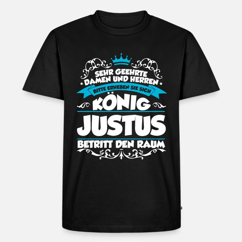Justus Name Design - Männer Premium Bio T-Shirt - Schwarz