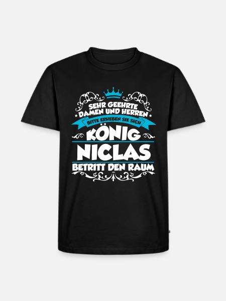 Niclas Name Design - Männer Premium Bio T-Shirt - Schwarz