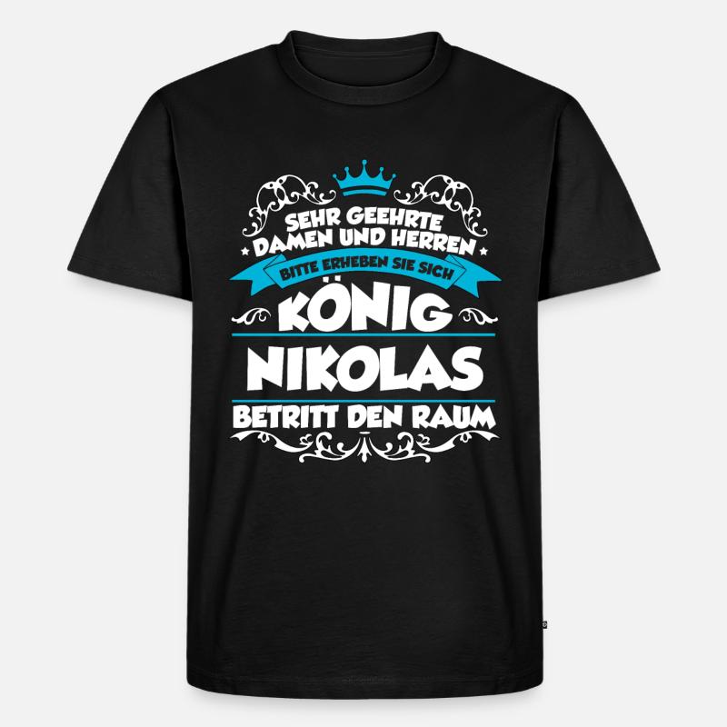 Nikolas Name Design - Männer Premium Bio T-Shirt - Schwarz