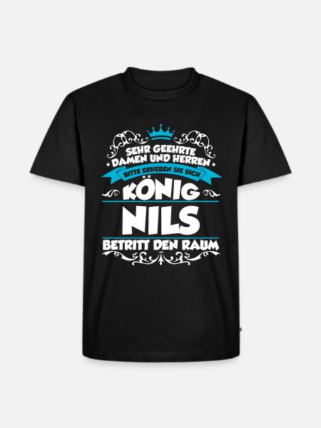 Nils Name Design - Männer Premium Bio T-Shirt - Schwarz