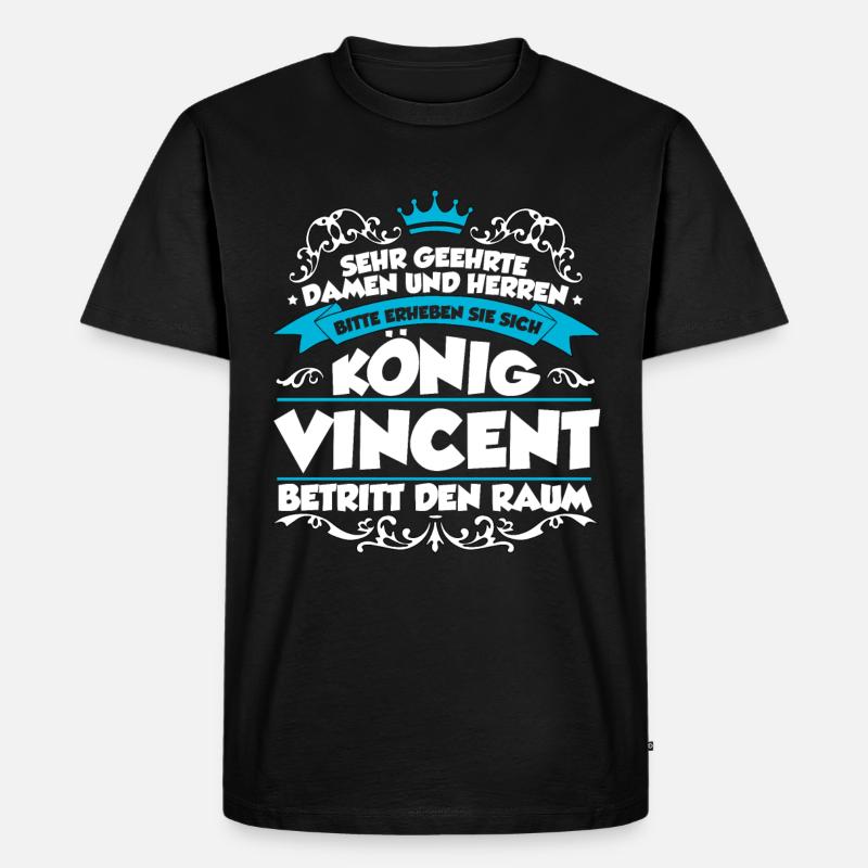Vincent Name Design - Männer Premium Bio T-Shirt - Schwarz