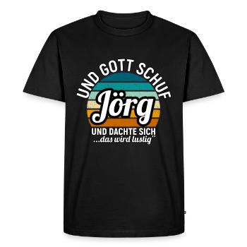 Jörg - Männer Premium Bio T-Shirt - Schwarz - Vorne - Nico (187cm)