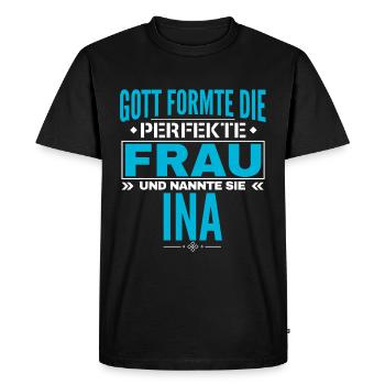 Conception du nom Ina - T-shirt Premium bio Homme - noir - Devant - Nico (187cm)