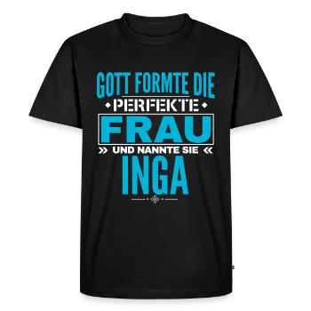 Conception du nom Inga - T-shirt Premium bio Homme - noir - Devant - Nico (187cm)