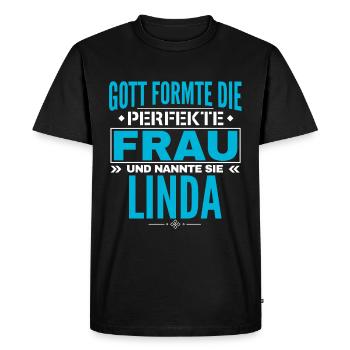 Linda Name Design - Men's Premium Organic T-Shirt - black - Front - Nico (187cm)
