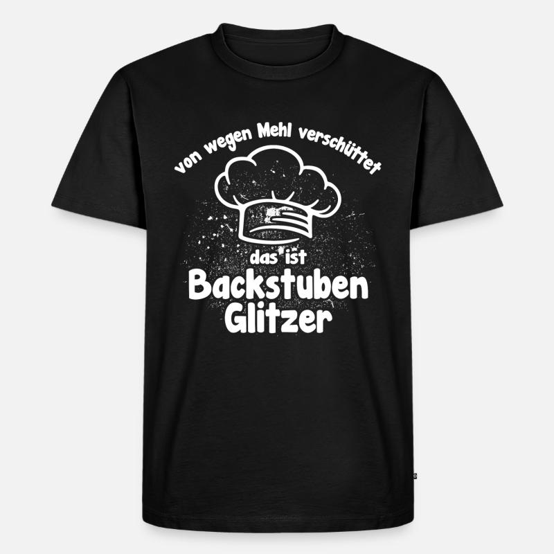 Backstuben Glitzer lustiger Bäckerspruch - Männer Premium Bio T-Shirt - Schwarz