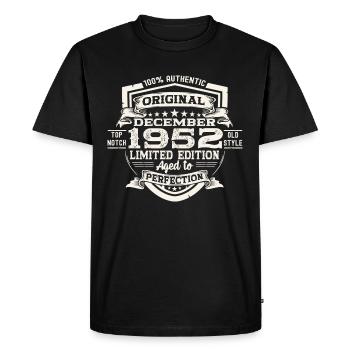 Original December 1952 70th birthday gift - Men's Premium Organic T-Shirt - black - Front - Nico (187cm)