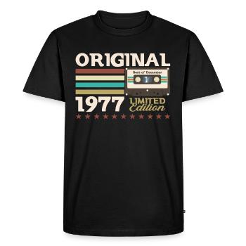 46e anniversaire Cassette décembre Vintage 1977 - T-shirt Premium bio Homme - noir - Devant - Nico (187cm)