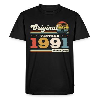 Original 1991 Millésime 1991 Anniversaire 1991 - T-shirt Premium bio Homme - noir - Devant - Nico (187cm)