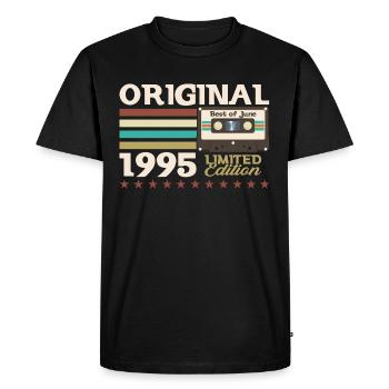 Cassette Juin 1995 Millésime 1995 Anniversaire 1995 - T-shirt Premium bio Homme - noir - Devant - Nico (187cm)