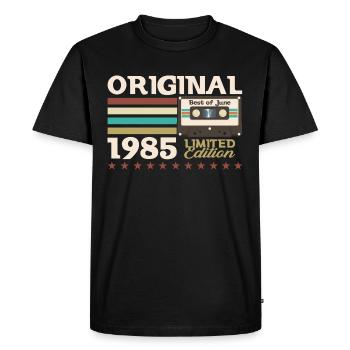Cassette Juin 1985 Millésime 1985 Anniversaire 1985 - T-shirt Premium bio Homme - noir - Devant - Nico (187cm)