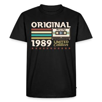 Cassette 33ème anniversaire juillet 1991 Millésime 1991 - T-shirt Premium bio Homme - noir - Devant - Nico (187cm)