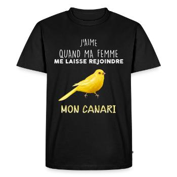 Oiseau canari, Idée cadeau humour homme - T-shirt Premium bio Homme - noir - Devant - Nico (187cm)