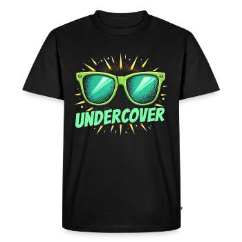 Lunettes de soleil drôles et costume de discours infiltré - T-shirt Premium bio Homme - noir - Devant - Nico (187cm)