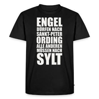 Drôle disant Mer du Nord Saint-Pierre-Ording pour les anges - T-shirt Premium bio Homme - noir - Devant - Nico (187cm)